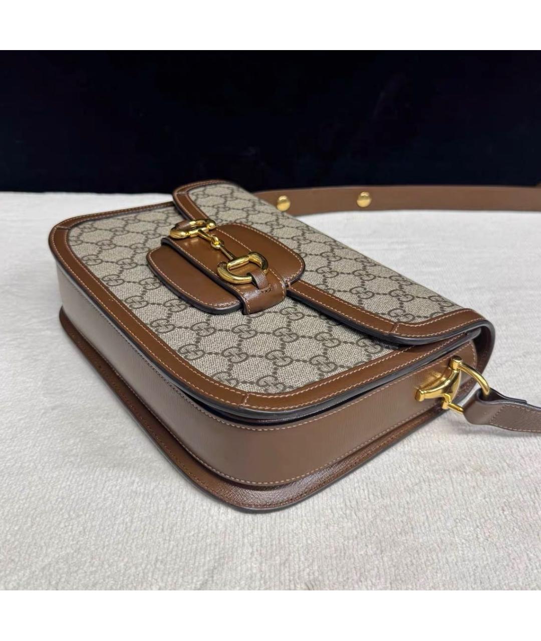 GUCCI Коричневая кожаная сумка через плечо, фото 4