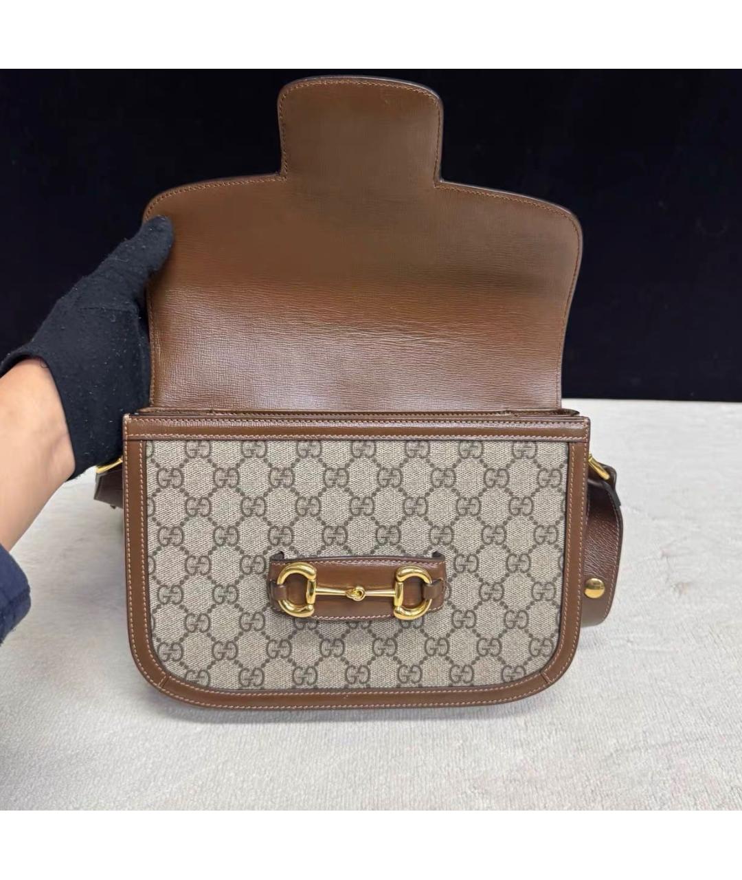 GUCCI Коричневая кожаная сумка через плечо, фото 7