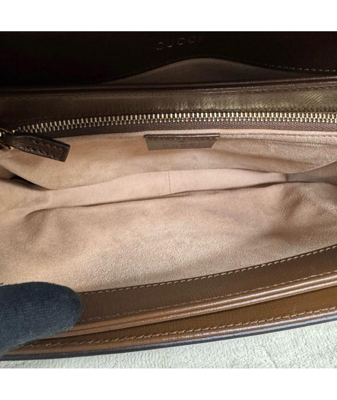 GUCCI Коричневая кожаная сумка через плечо, фото 8