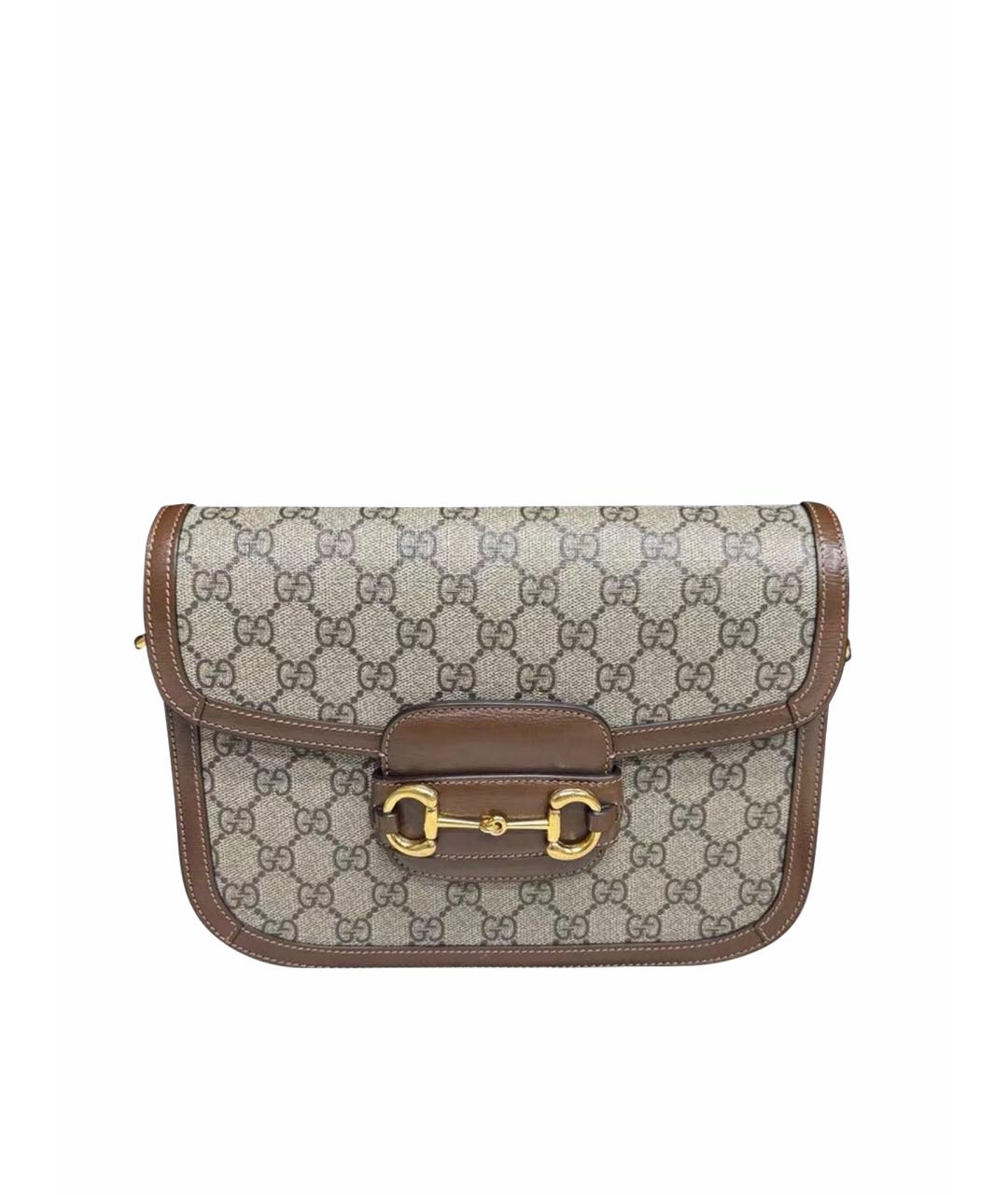 GUCCI Коричневая кожаная сумка через плечо, фото 1