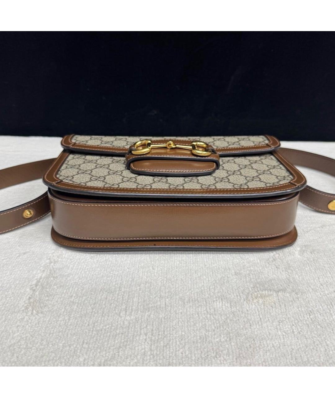 GUCCI Коричневая кожаная сумка через плечо, фото 5