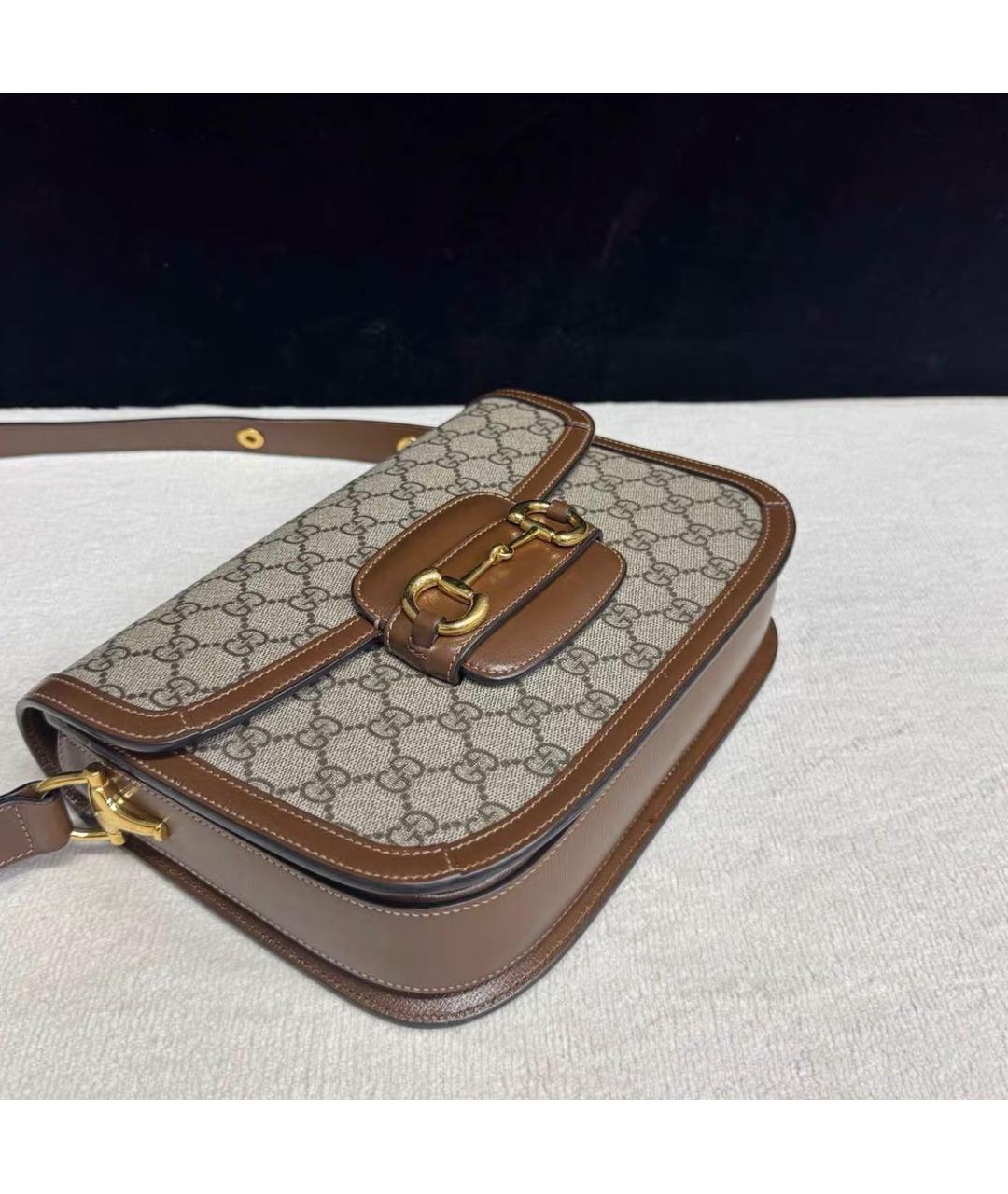 GUCCI Коричневая кожаная сумка через плечо, фото 3