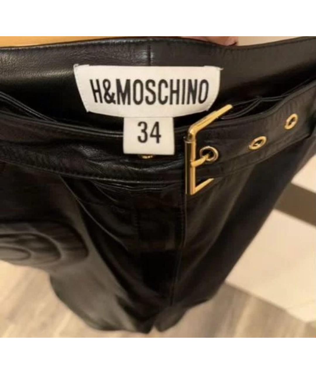 MOSCHINO Черные кожаные брюки узкие, фото 4