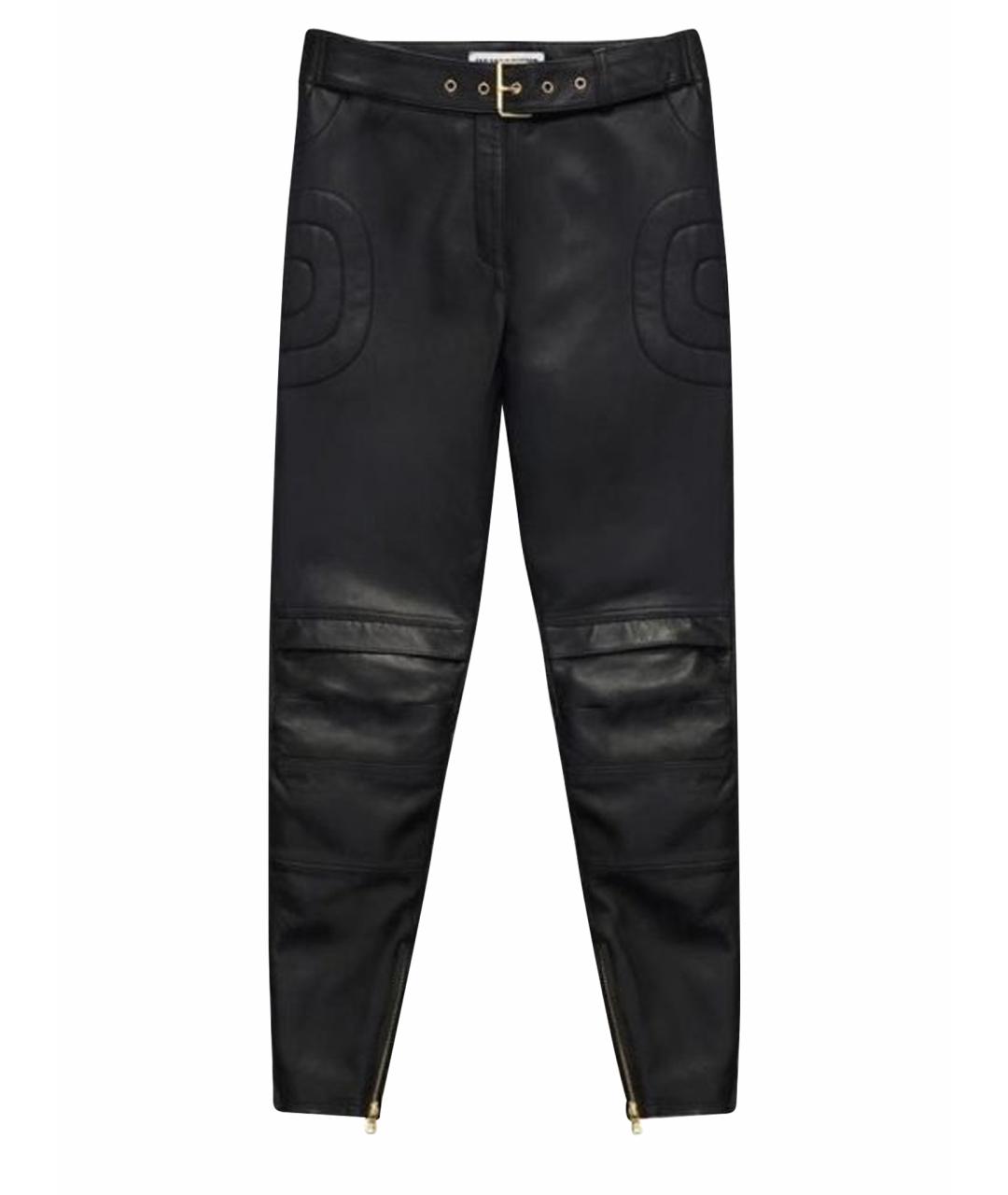 MOSCHINO Черные кожаные брюки узкие, фото 1