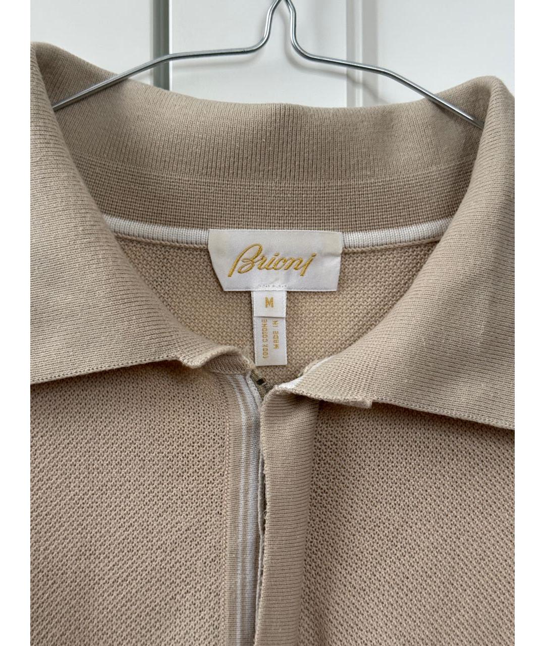 BRIONI Бежевое хлопковое поло с коротким рукавом, фото 3