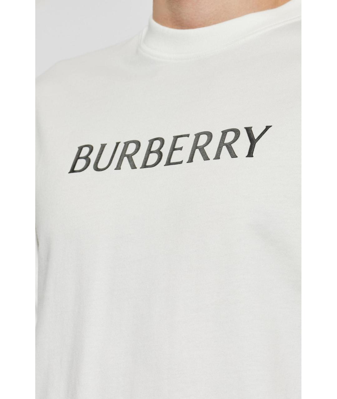 BURBERRY Белая хлопковая футболка, фото 3