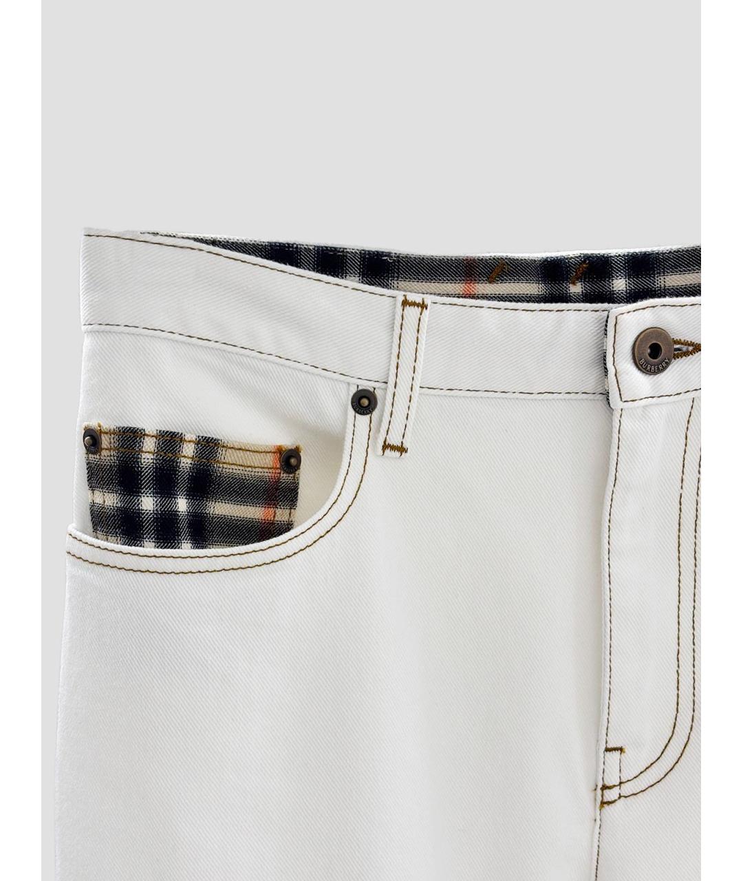 BURBERRY Белые хлопко-эластановые прямые джинсы, фото 3