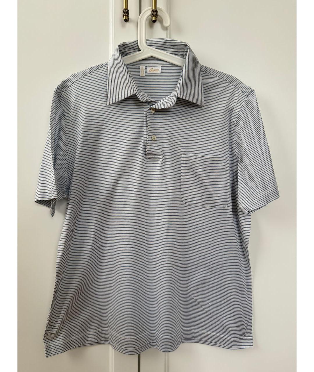 BRIONI Серое хлопковое поло с коротким рукавом, фото 5