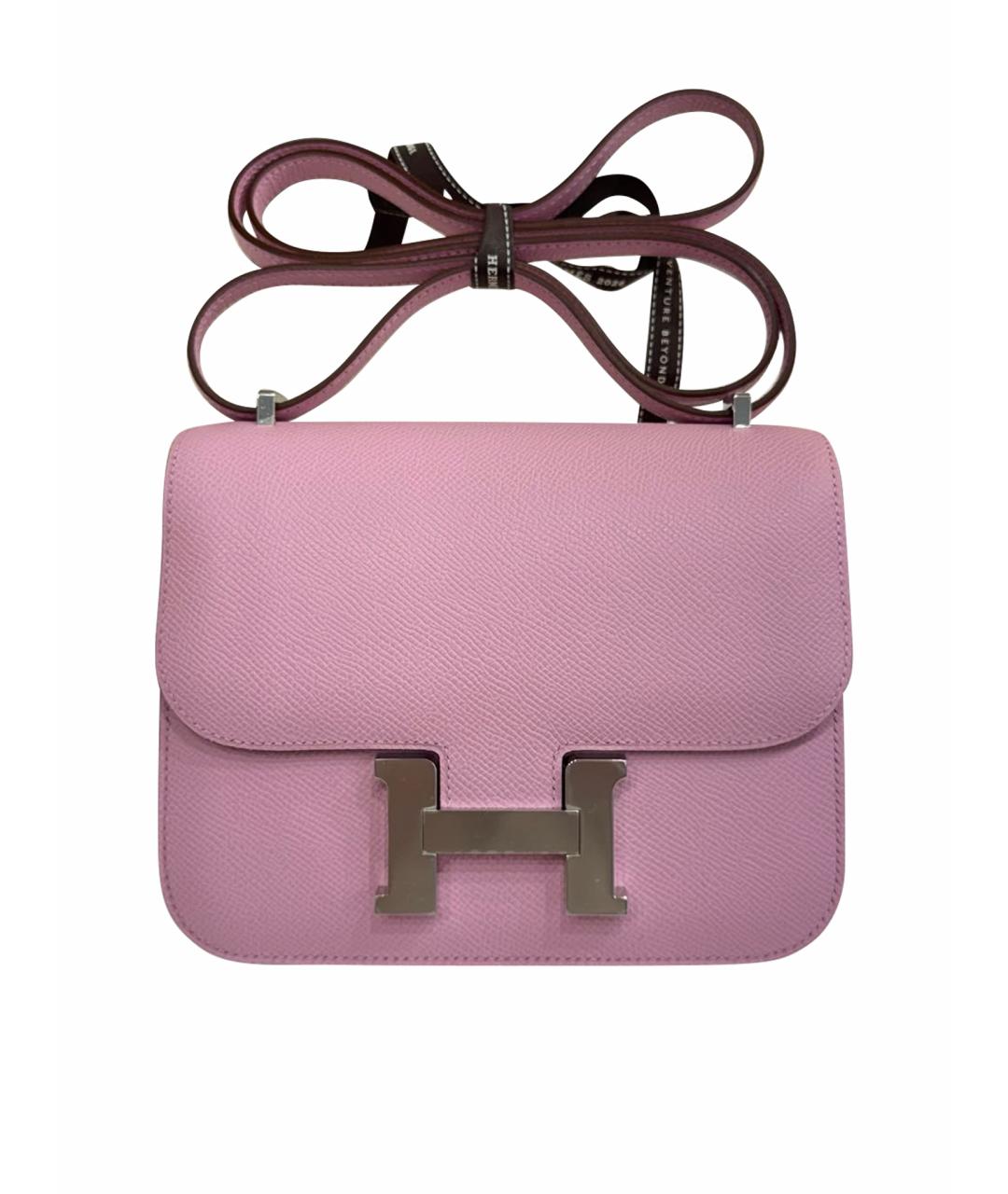 HERMES Розовая кожаная сумка через плечо, фото 1