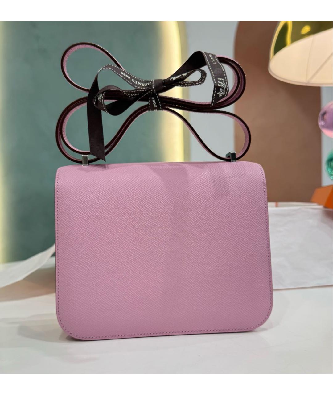 HERMES Розовая кожаная сумка через плечо, фото 3