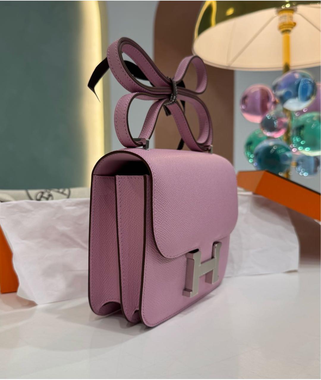 HERMES Розовая кожаная сумка через плечо, фото 2