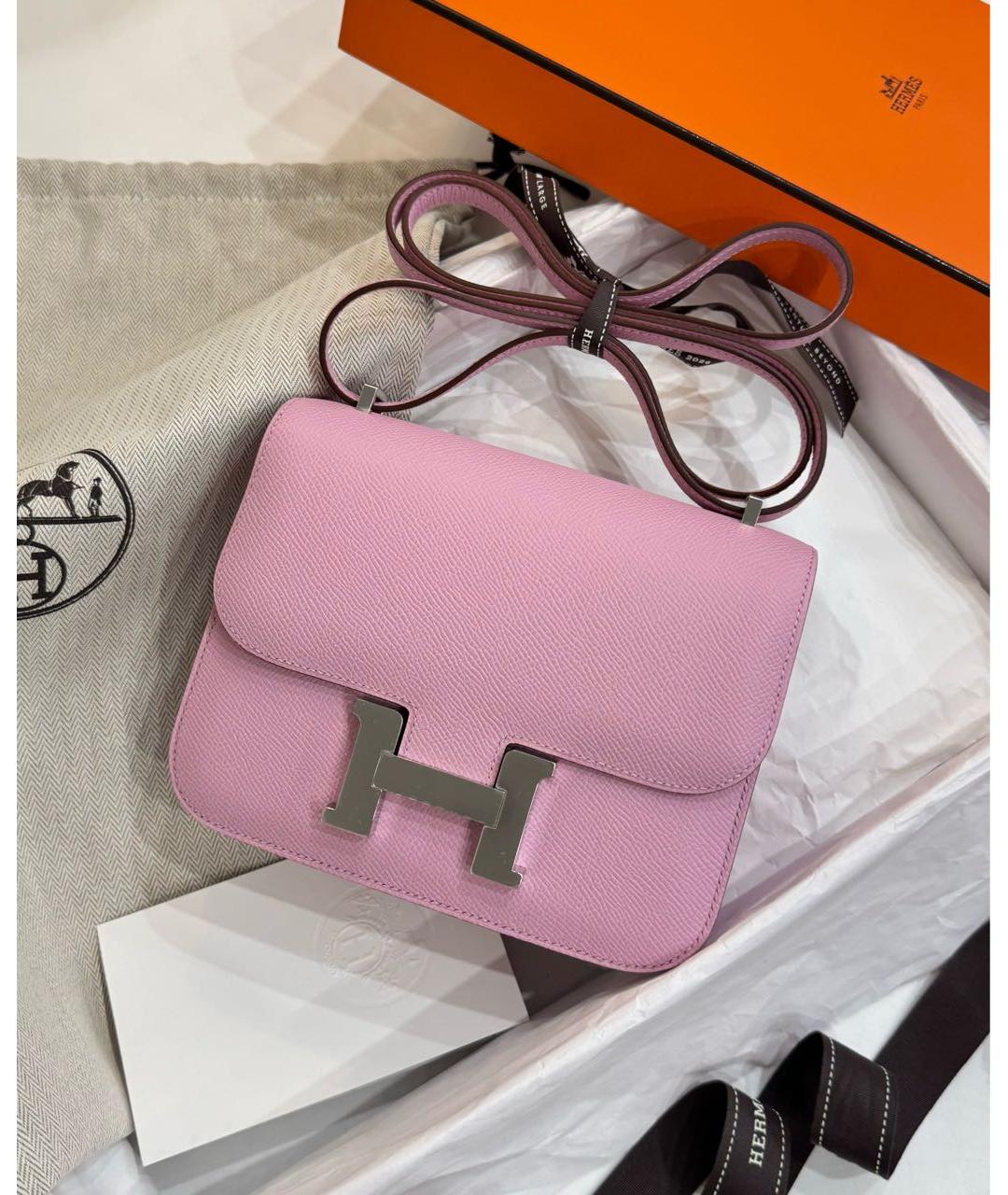 HERMES Розовая кожаная сумка через плечо, фото 5