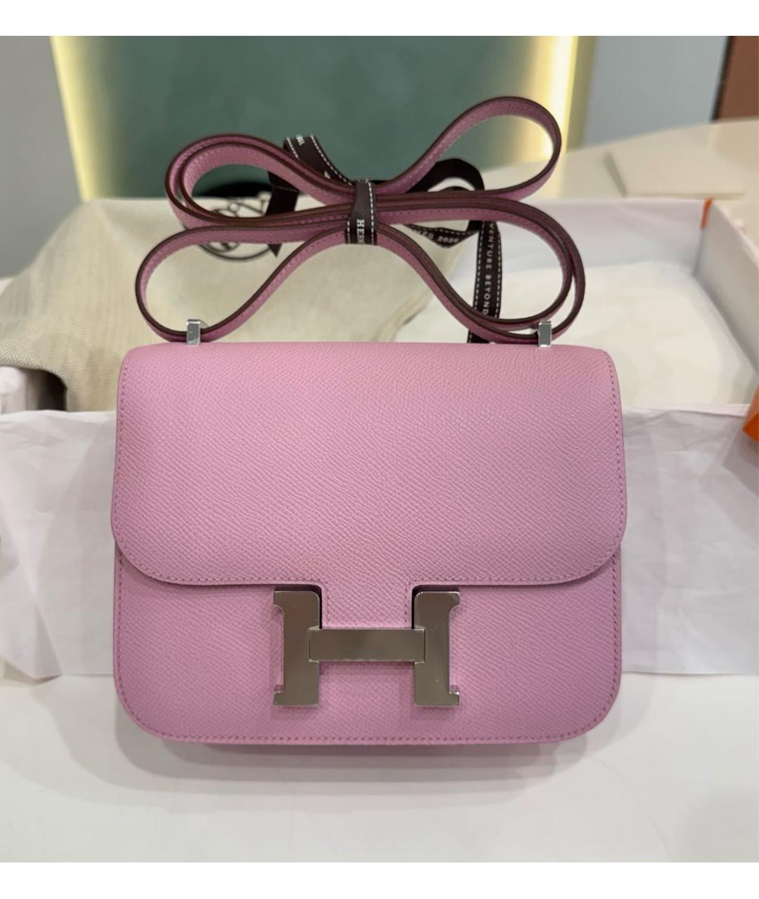 HERMES Розовая кожаная сумка через плечо, фото 9