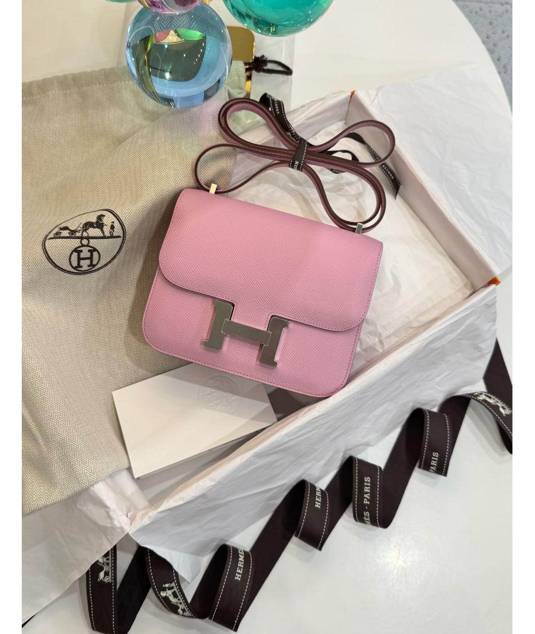 HERMES Розовая кожаная сумка через плечо, фото 7