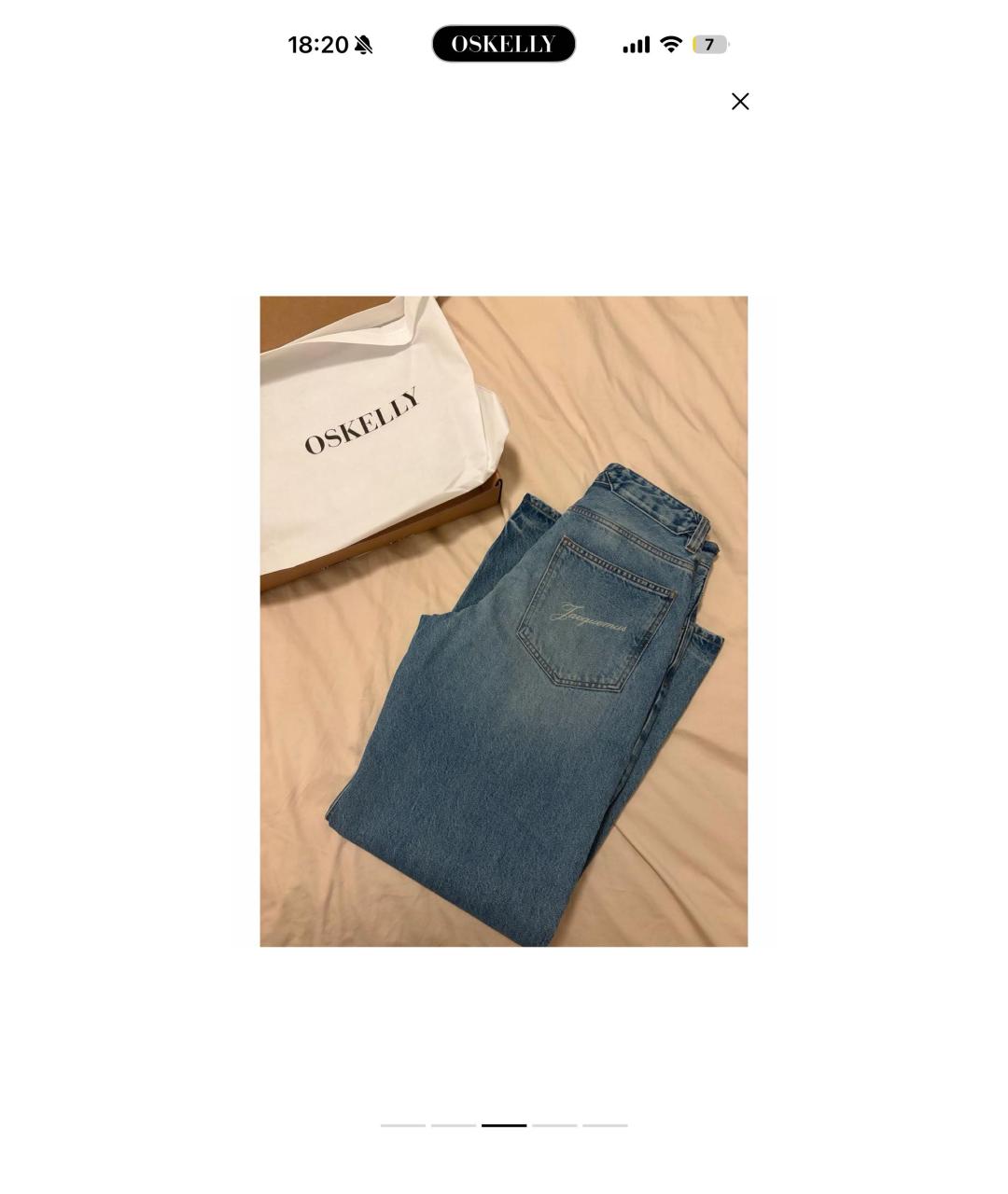 JACQUEMUS Голубые хлопковые джинсы клеш, фото 3