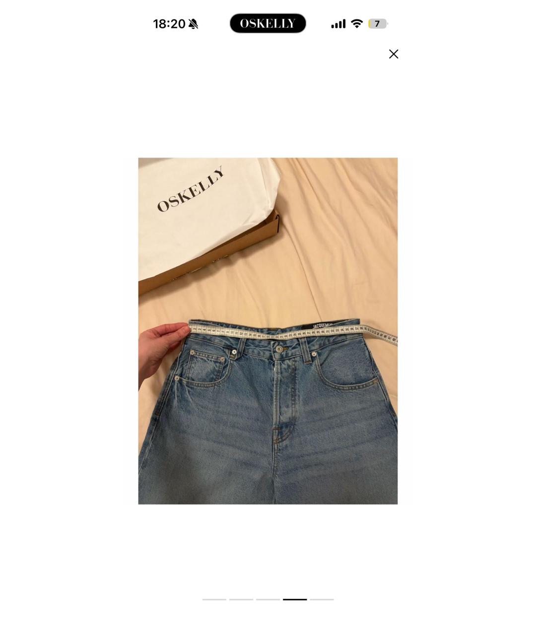 JACQUEMUS Голубые хлопковые джинсы клеш, фото 4