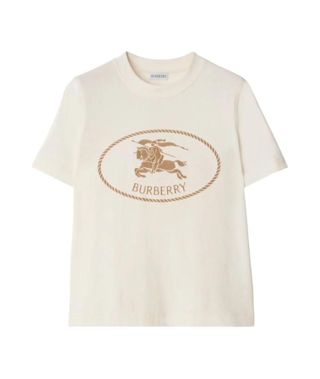 BURBERRY Белая хлопковая футболка, фото 1