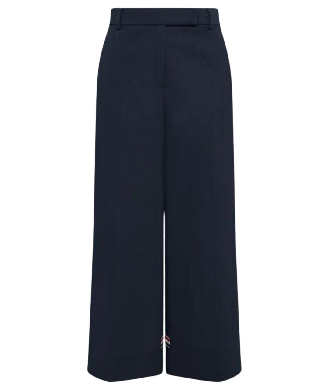 THOM BROWNE Темно-синие хлопковые прямые брюки, фото 1