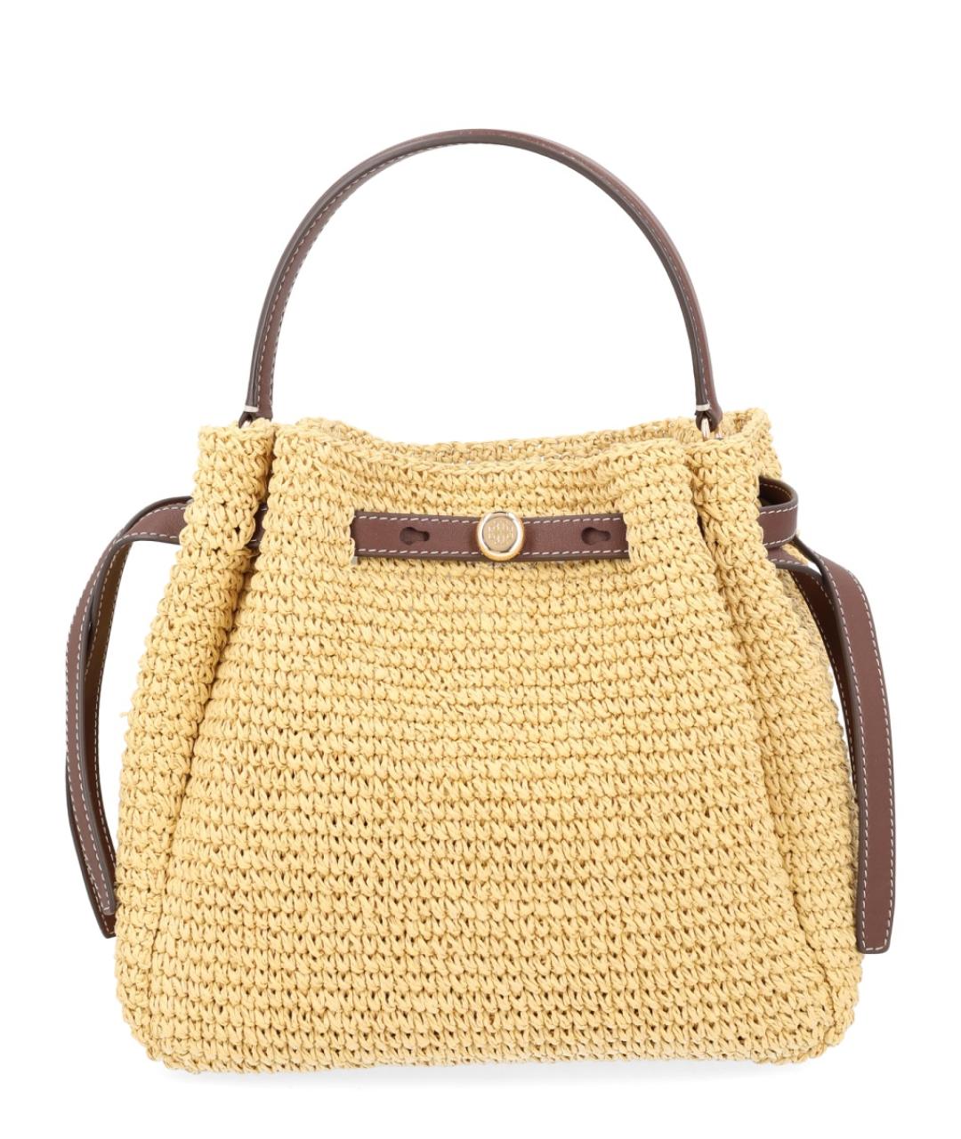 TORY BURCH Бежевая пелетеная сумка с короткими ручками, фото 1