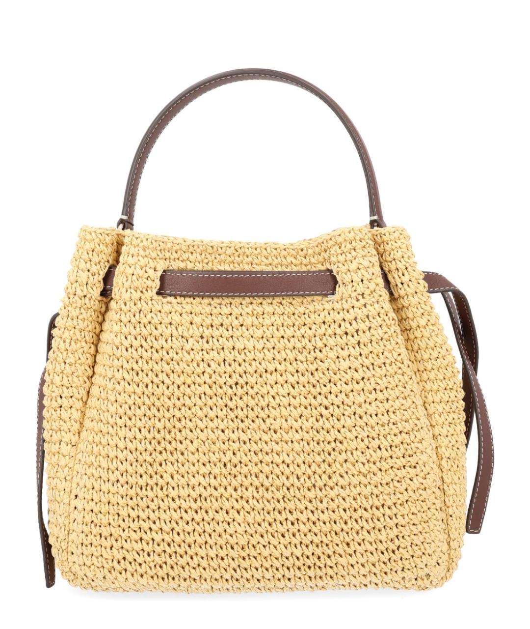 TORY BURCH Бежевая пелетеная сумка с короткими ручками, фото 2