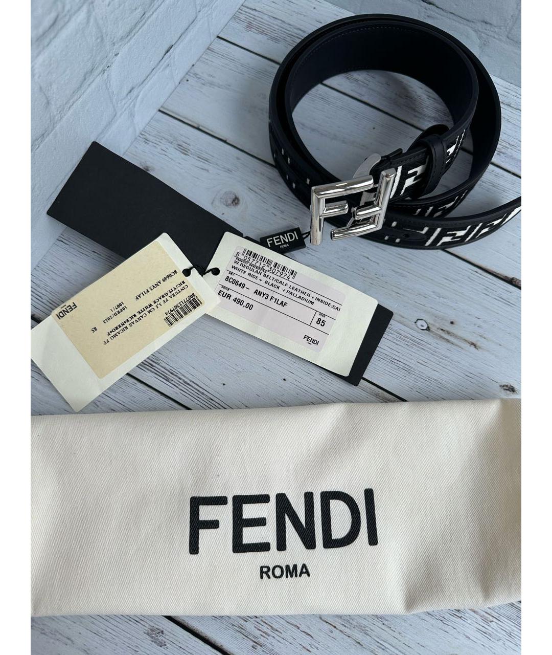 FENDI Черный кожаный ремень, фото 8