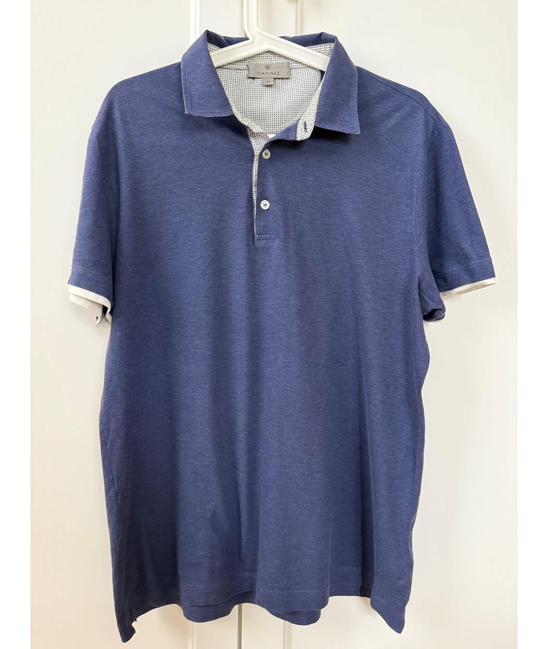 CANALI Синее хлопковое поло с коротким рукавом, фото 5