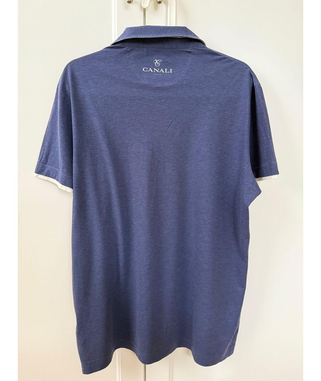 CANALI Синее хлопковое поло с коротким рукавом, фото 2
