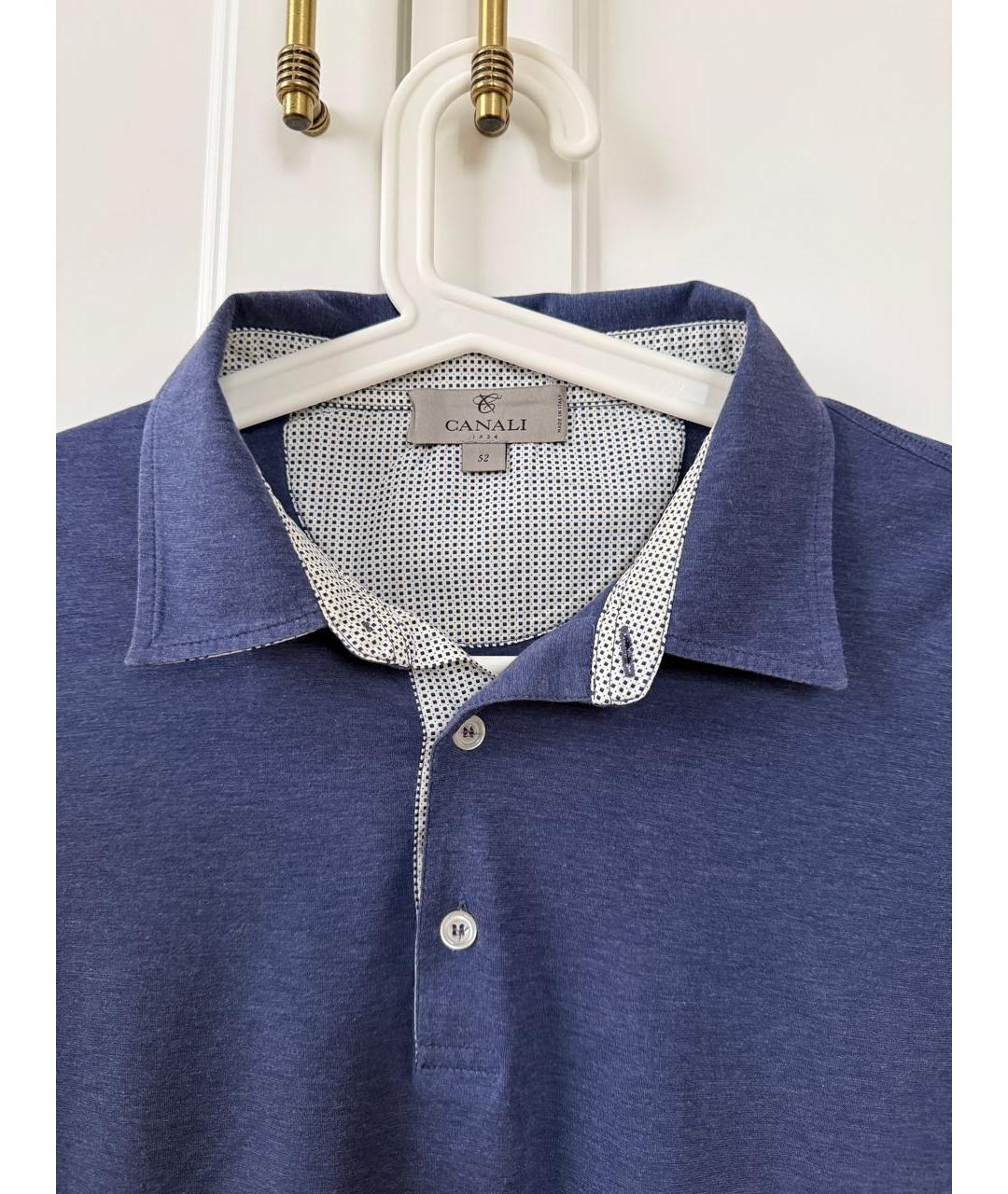 CANALI Синее хлопковое поло с коротким рукавом, фото 3