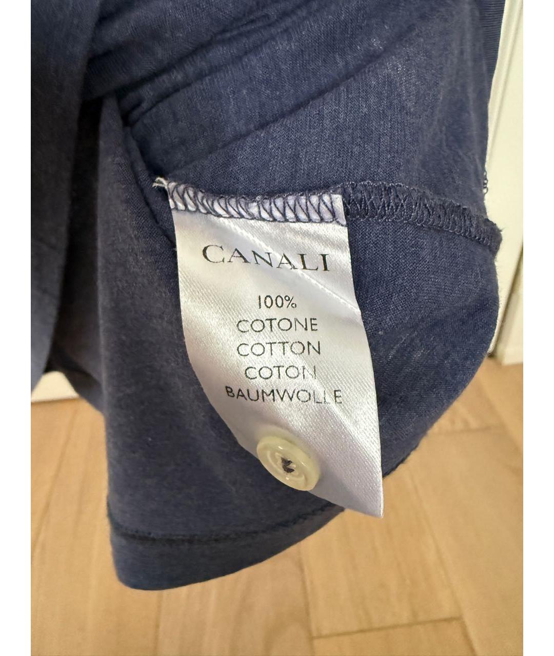 CANALI Синее хлопковое поло с коротким рукавом, фото 4