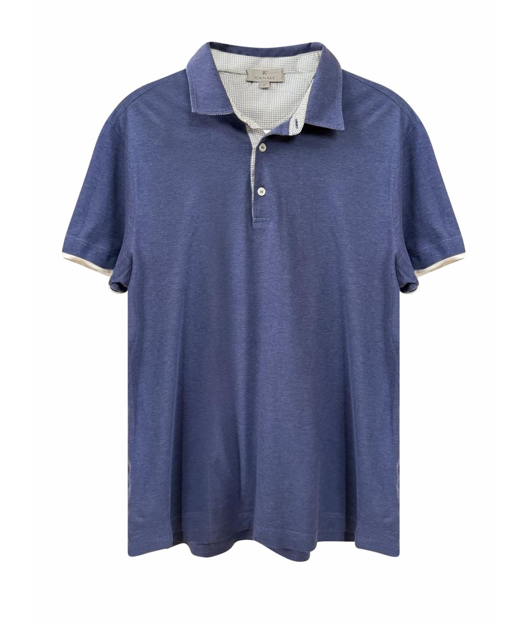 CANALI Синее хлопковое поло с коротким рукавом, фото 1