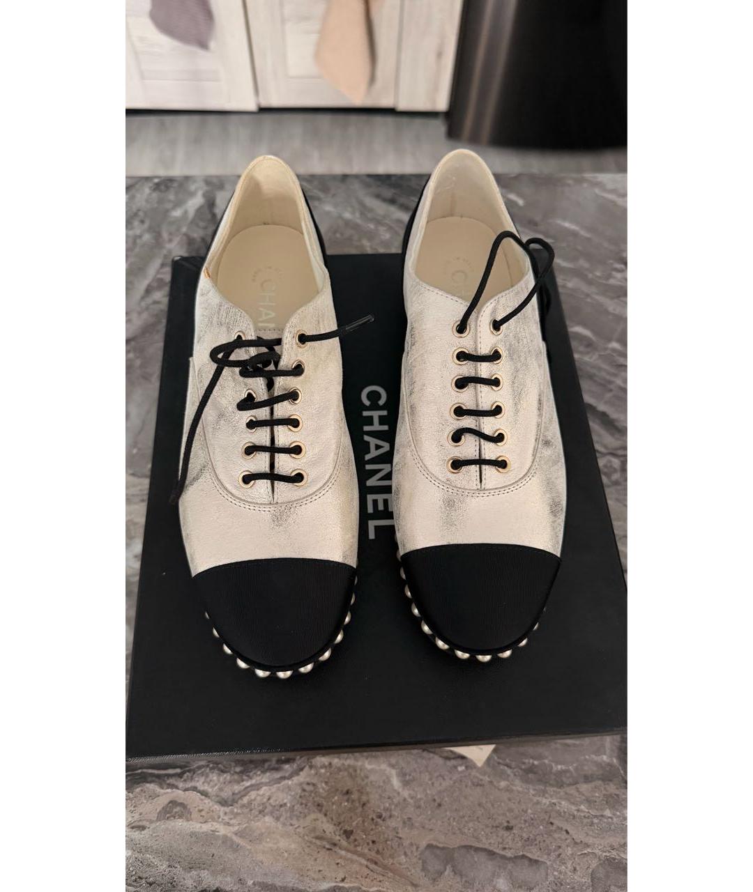 CHANEL Золотые кожаные ботинки, фото 2