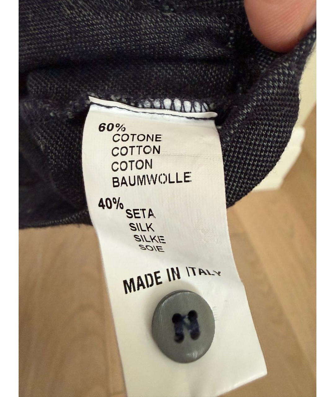 CANALI Темно-синее хлопковое поло с коротким рукавом, фото 4