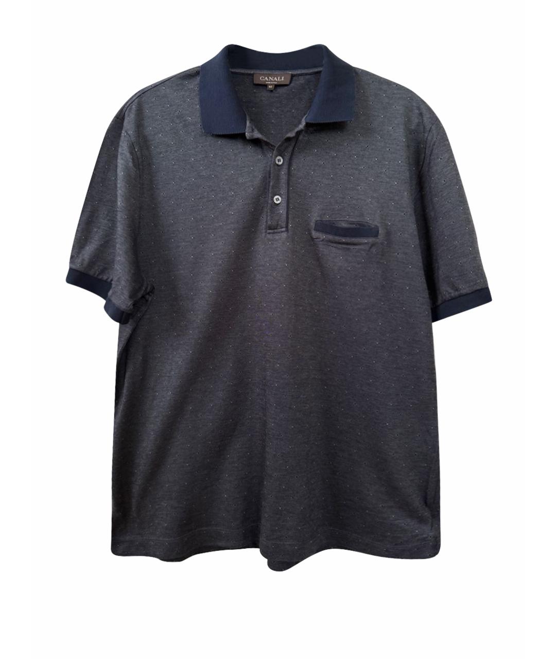 CANALI Темно-синее хлопковое поло с коротким рукавом, фото 5