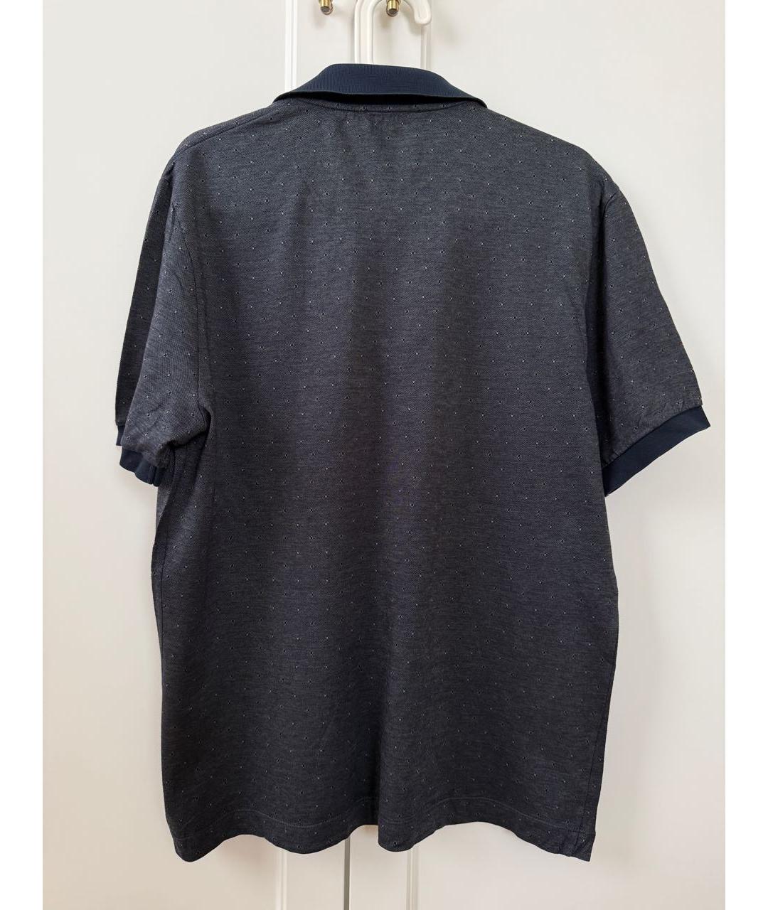 CANALI Темно-синее хлопковое поло с коротким рукавом, фото 2