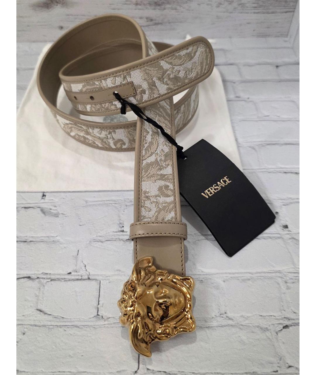 VERSACE Бежевый кожаный ремень, фото 9