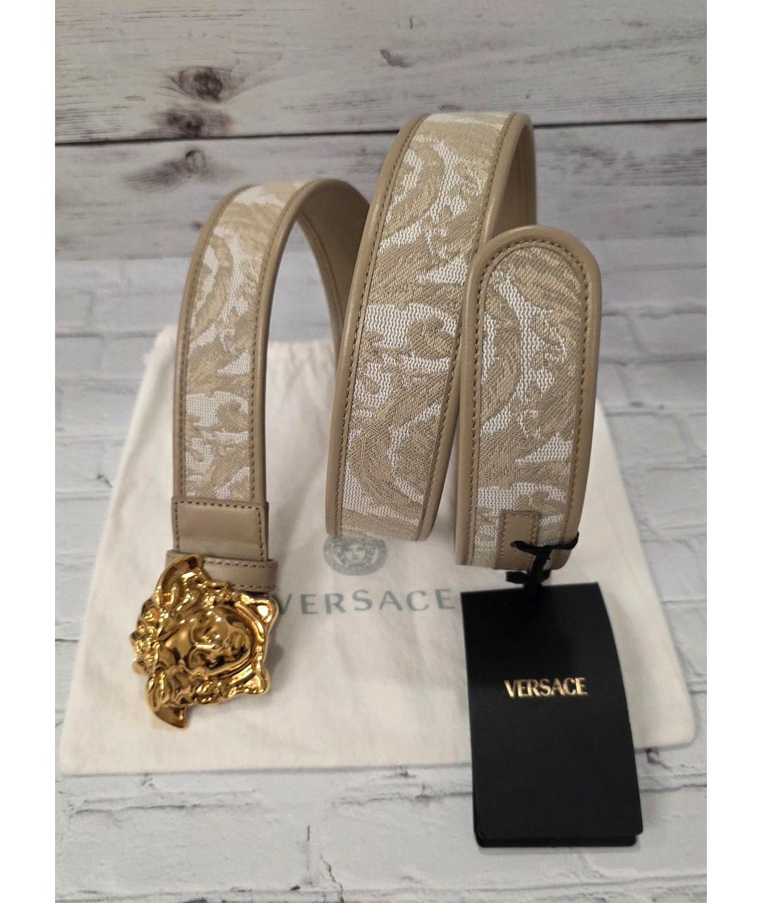 VERSACE Бежевый кожаный ремень, фото 4