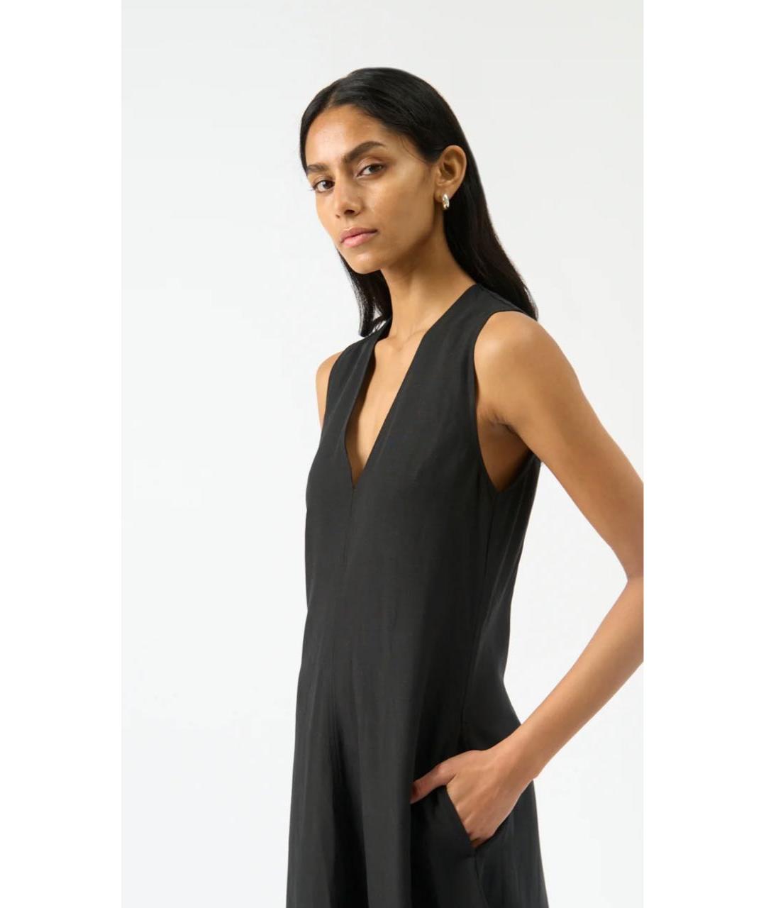 TOTEME Черное вискозное повседневное платье, фото 7