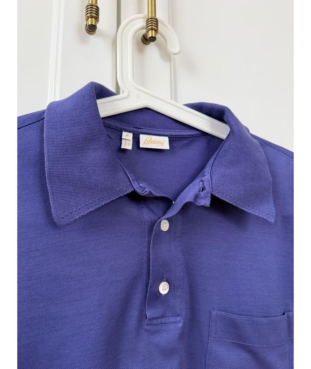BRIONI Синее хлопковое поло с коротким рукавом, фото 3