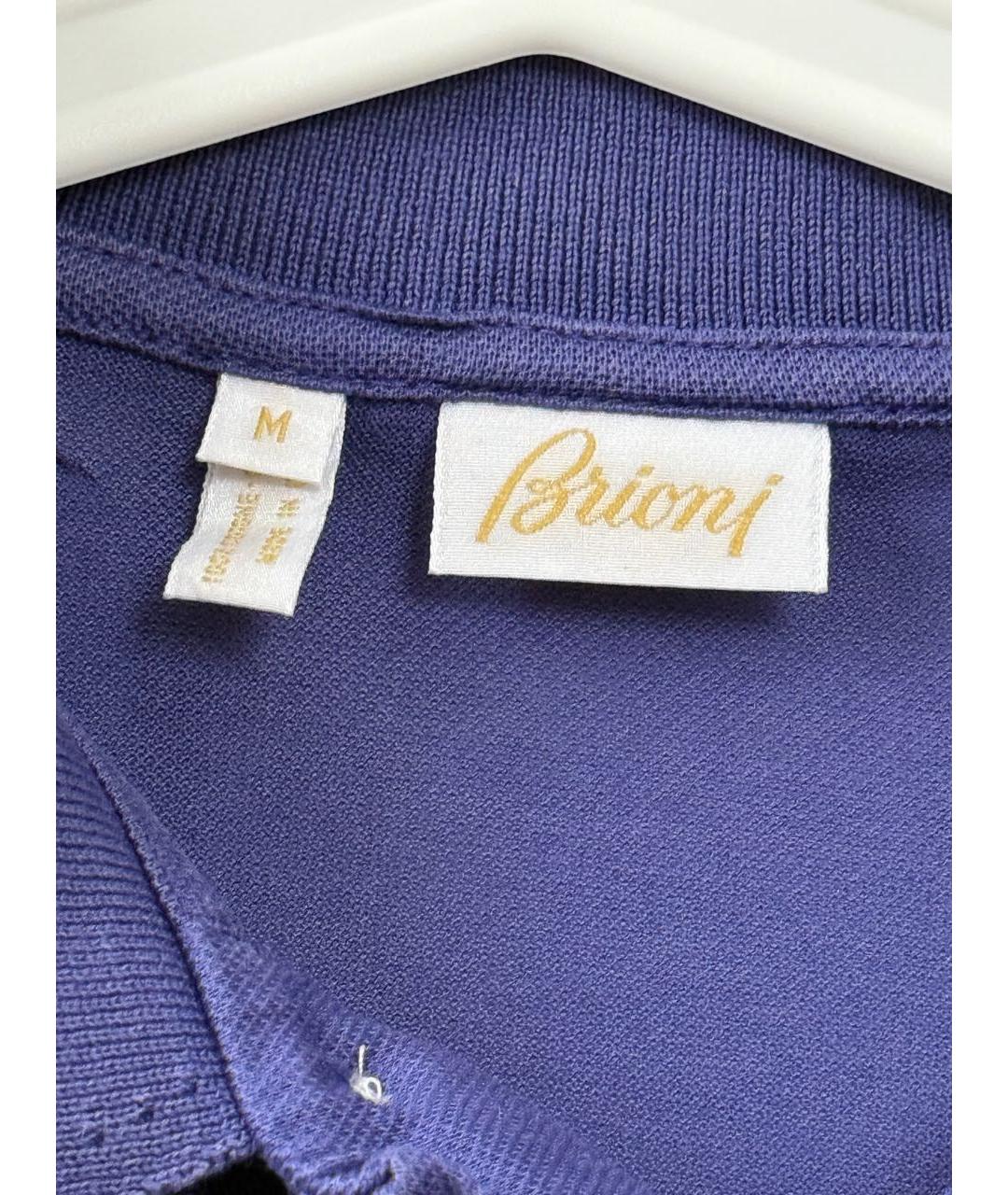 BRIONI Синее хлопковое поло с коротким рукавом, фото 5