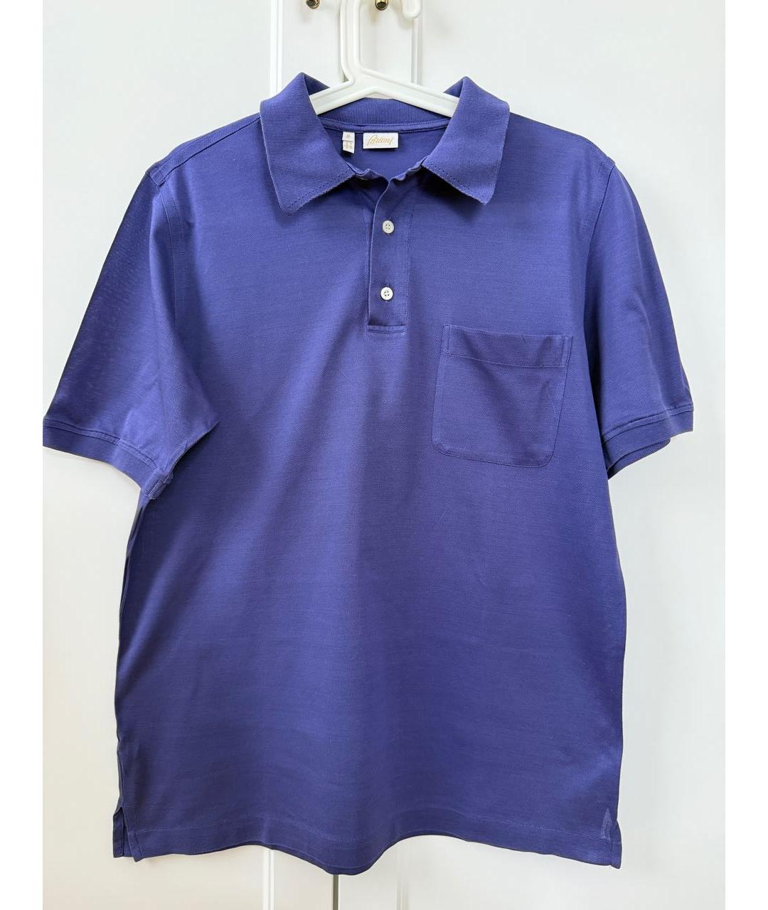 BRIONI Синее хлопковое поло с коротким рукавом, фото 6