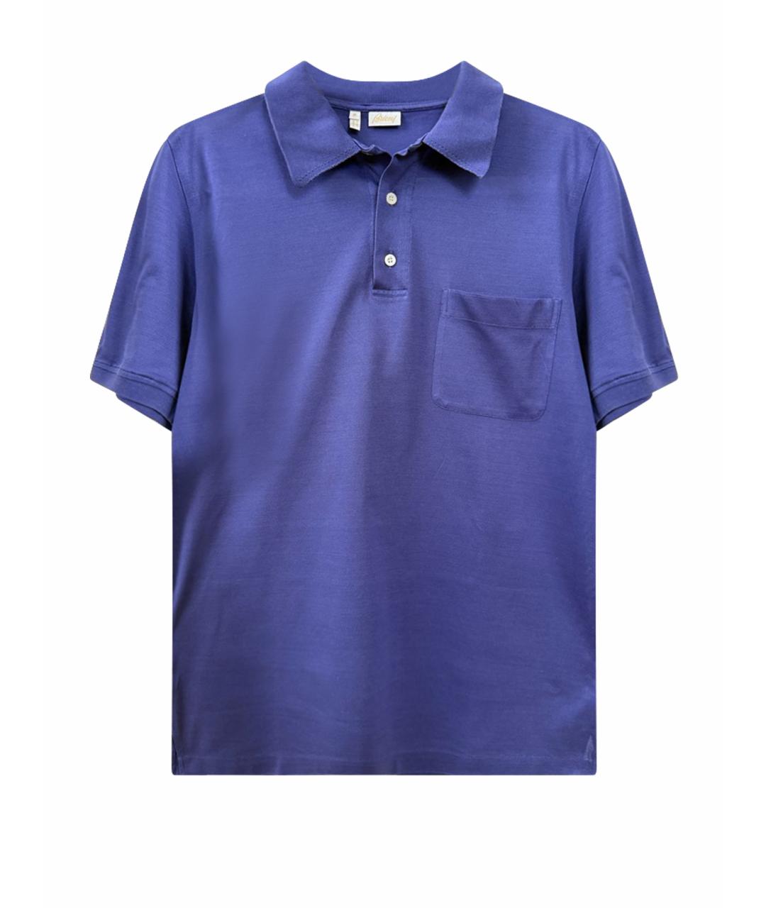 BRIONI Синее хлопковое поло с коротким рукавом, фото 1