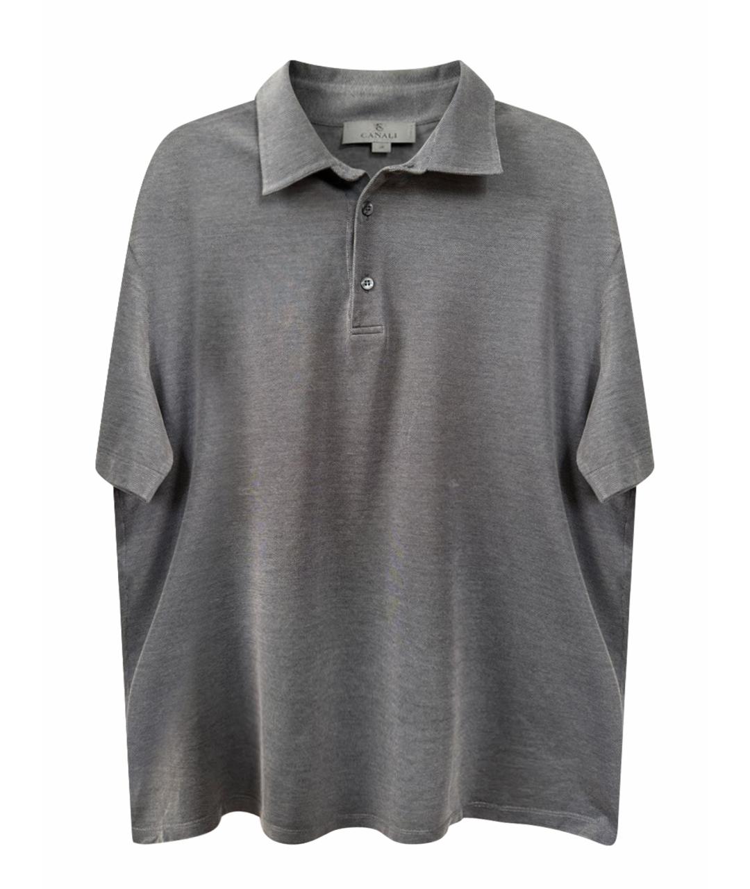 CANALI Антрацитовое хлопковое поло с коротким рукавом, фото 1
