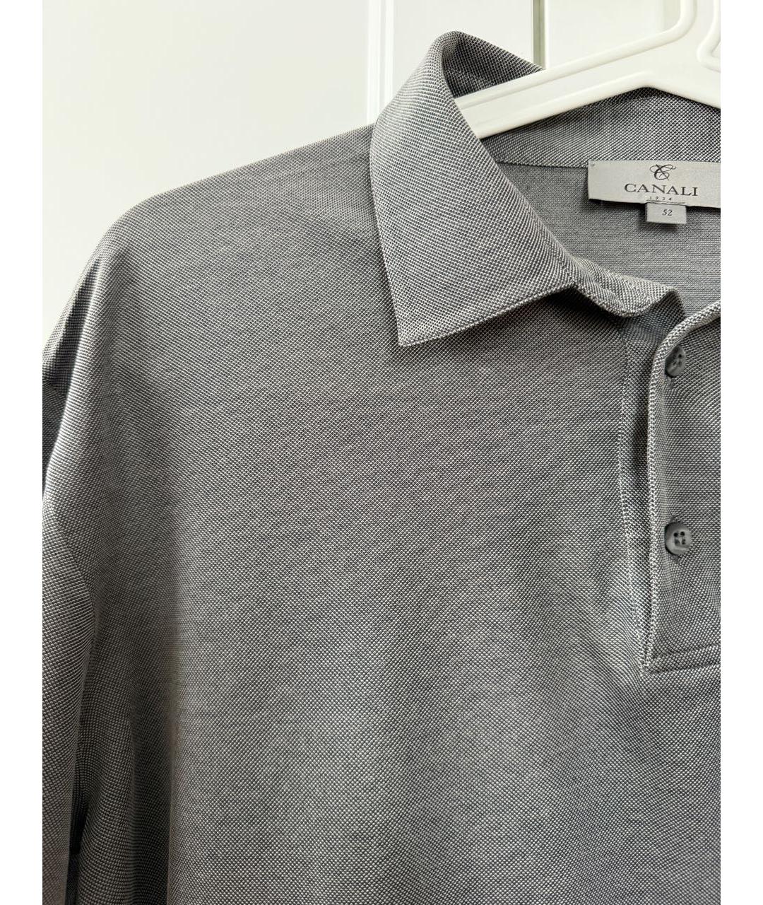CANALI Антрацитовое хлопковое поло с коротким рукавом, фото 4
