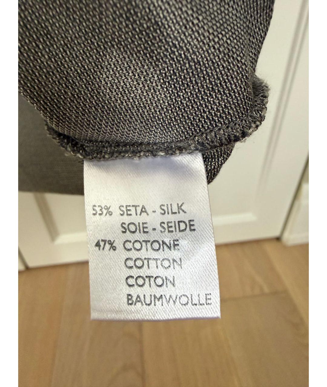 CANALI Антрацитовое хлопковое поло с коротким рукавом, фото 5