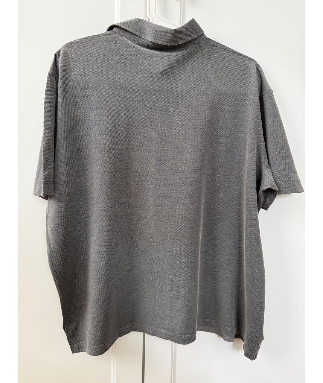 CANALI Антрацитовое хлопковое поло с коротким рукавом, фото 2