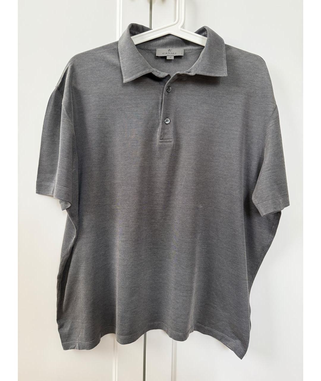 CANALI Антрацитовое хлопковое поло с коротким рукавом, фото 6