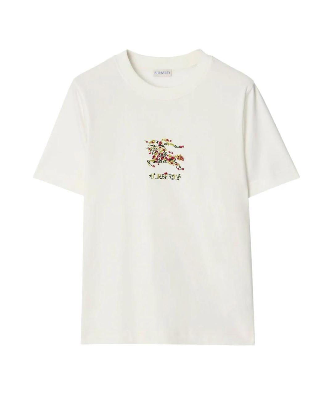 BURBERRY Белая хлопковая футболка, фото 1