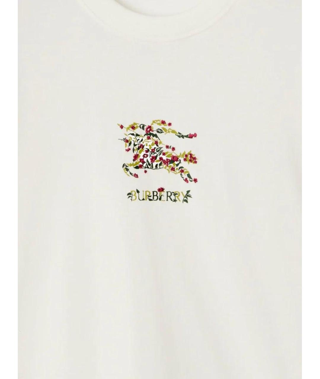 BURBERRY Белая хлопковая футболка, фото 3