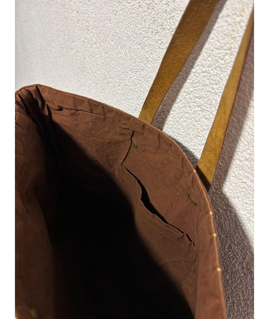 HERMES Коричневая хлопковая сумка с короткими ручками, фото 2