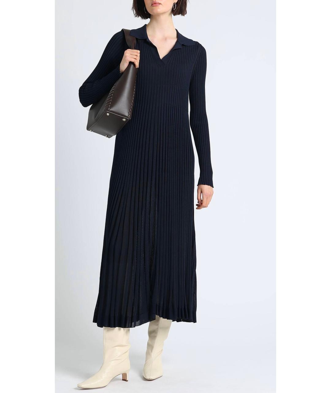 BOTTEGA VENETA Темно-синее вискозное коктейльное платье, фото 4